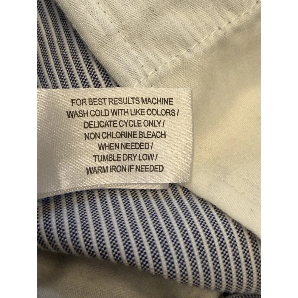Peter Millar Men's Blue/White Striped Chino Shorts Cotton Flat Front Pockets 34
